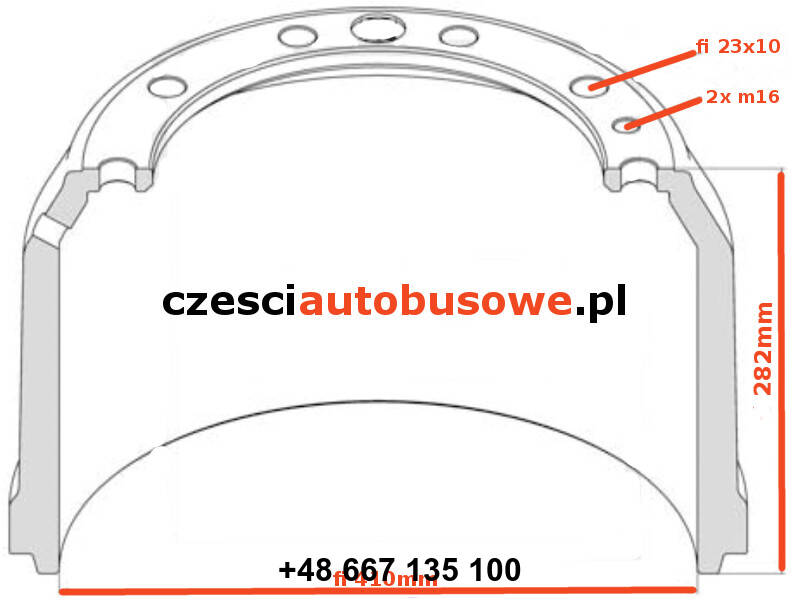 BĘBEN HAMULCOWY SETRA 215, 315 TYŁ FI410 L-282mm